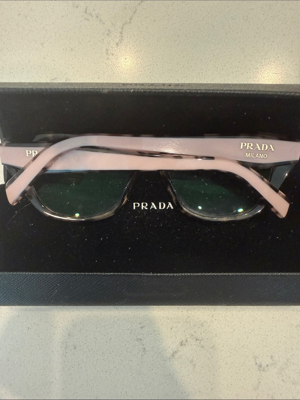 Prada Tortoiseshell Cat-Eye Glasses with Subtle Pink Accents, prescription - Picture 2 of 7